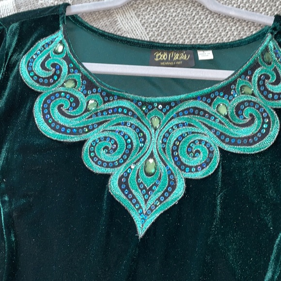 Emerald Green Bob Mackie wearable art dress L - Picture 3 of 4